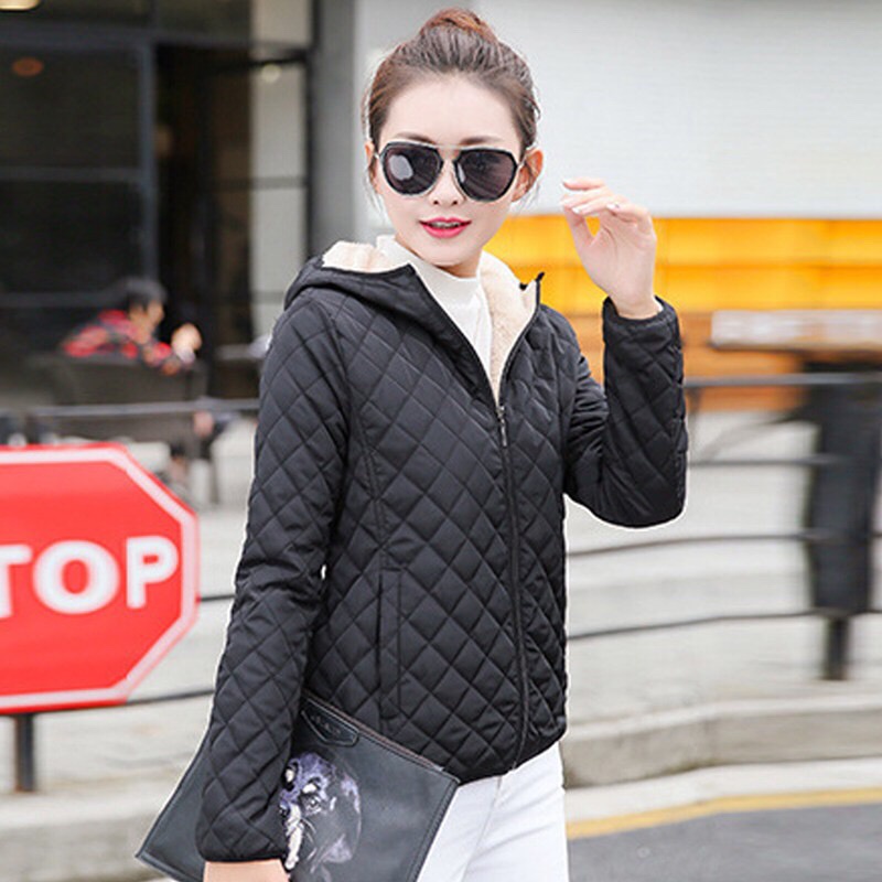 Jaket bulu tebal musim dingin wanita Winter jacket with hoodie