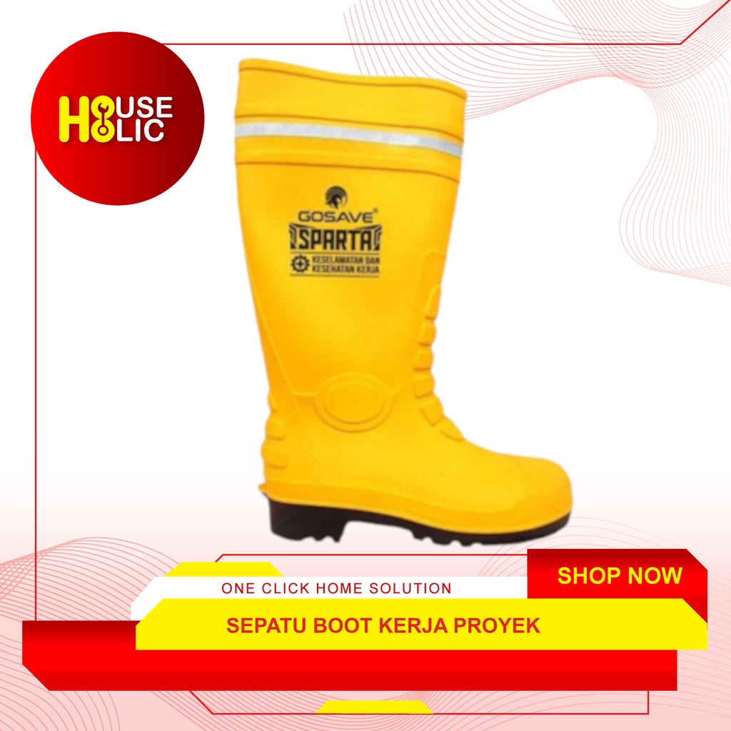 Sepatu Boot Karet Ujung Besi / Safety Boots Sepatu Kerja Proyek GOSAVE