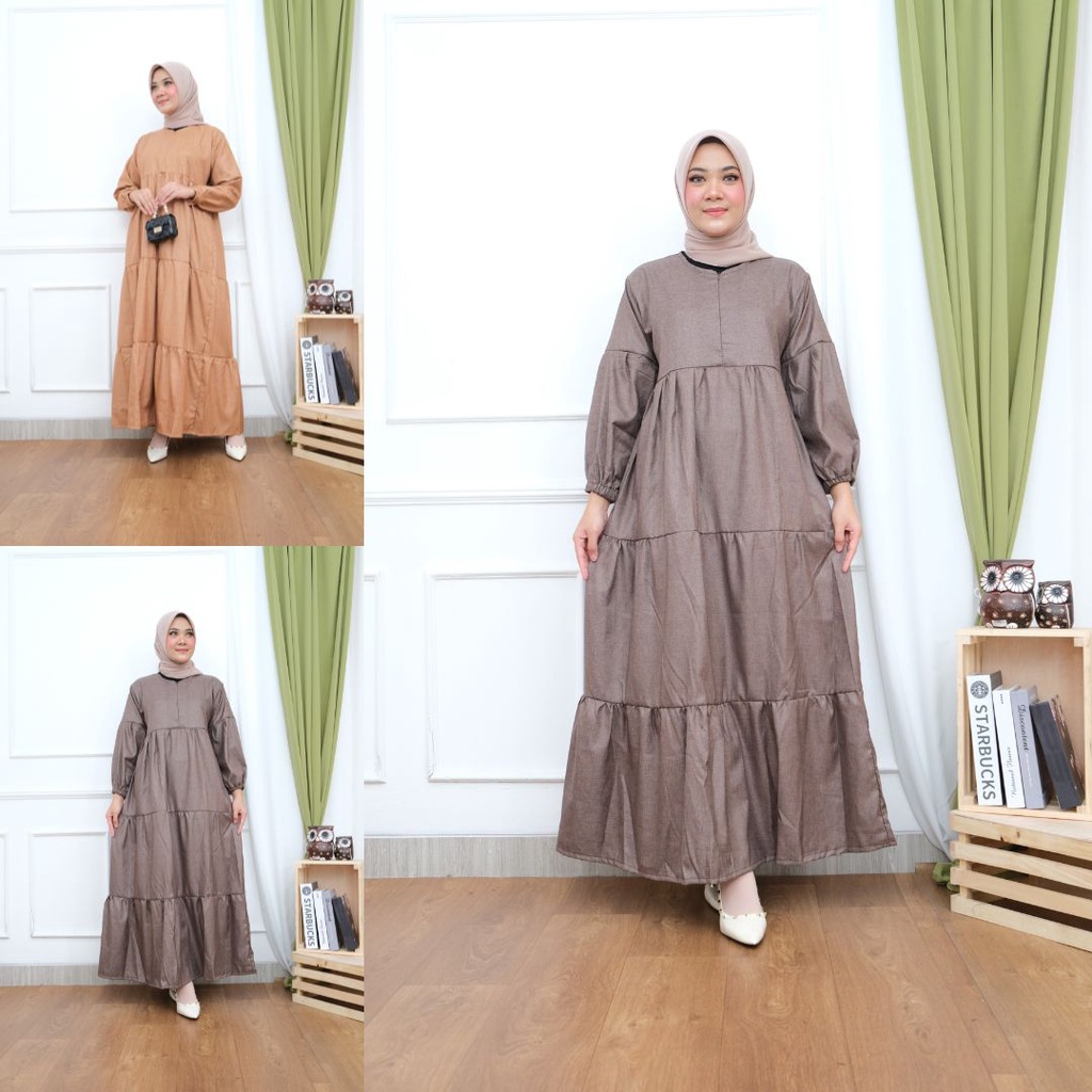 FUJI GAMIS DRESS SUSUN SIMPLE ABAYA PANJANG BAJU WANITA GBM