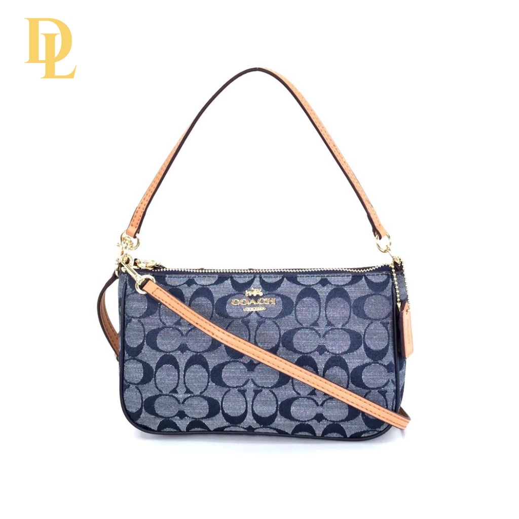 COACH SIGNATURE TOP HANDLE POUCH BLUE CHAMBRAY (C36674)