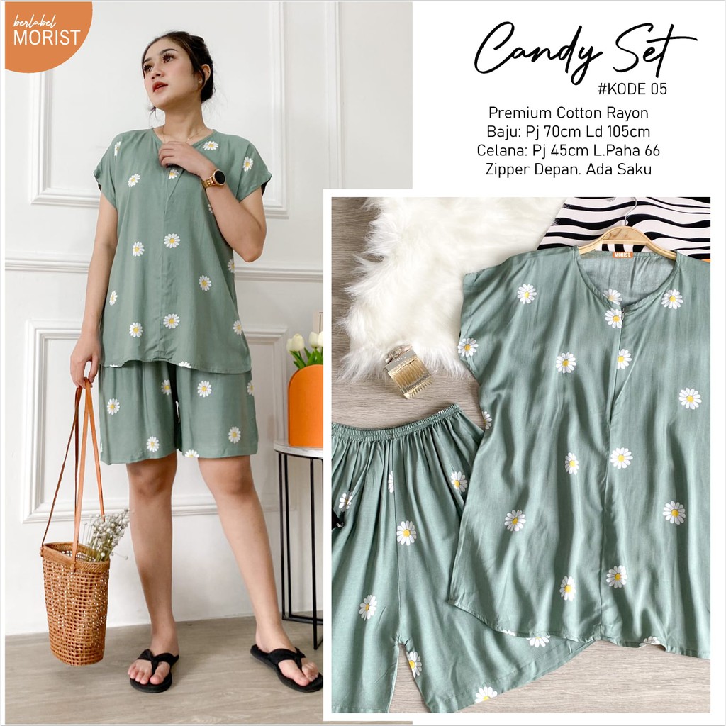 (HAPPY SALE) CANDY SET MORIST SETELAN CELANA PENDEK MOTIF / CATTON RAYON PREMIUM