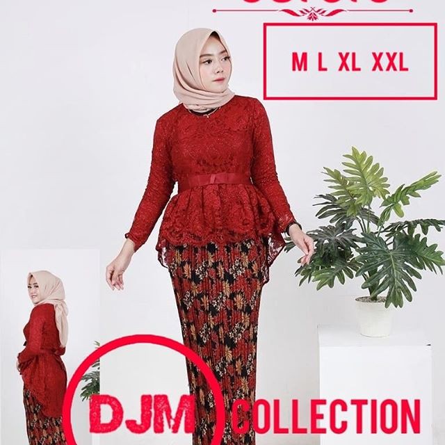 Set Kebaya Aurora Warna Merah / Kebaya Modern