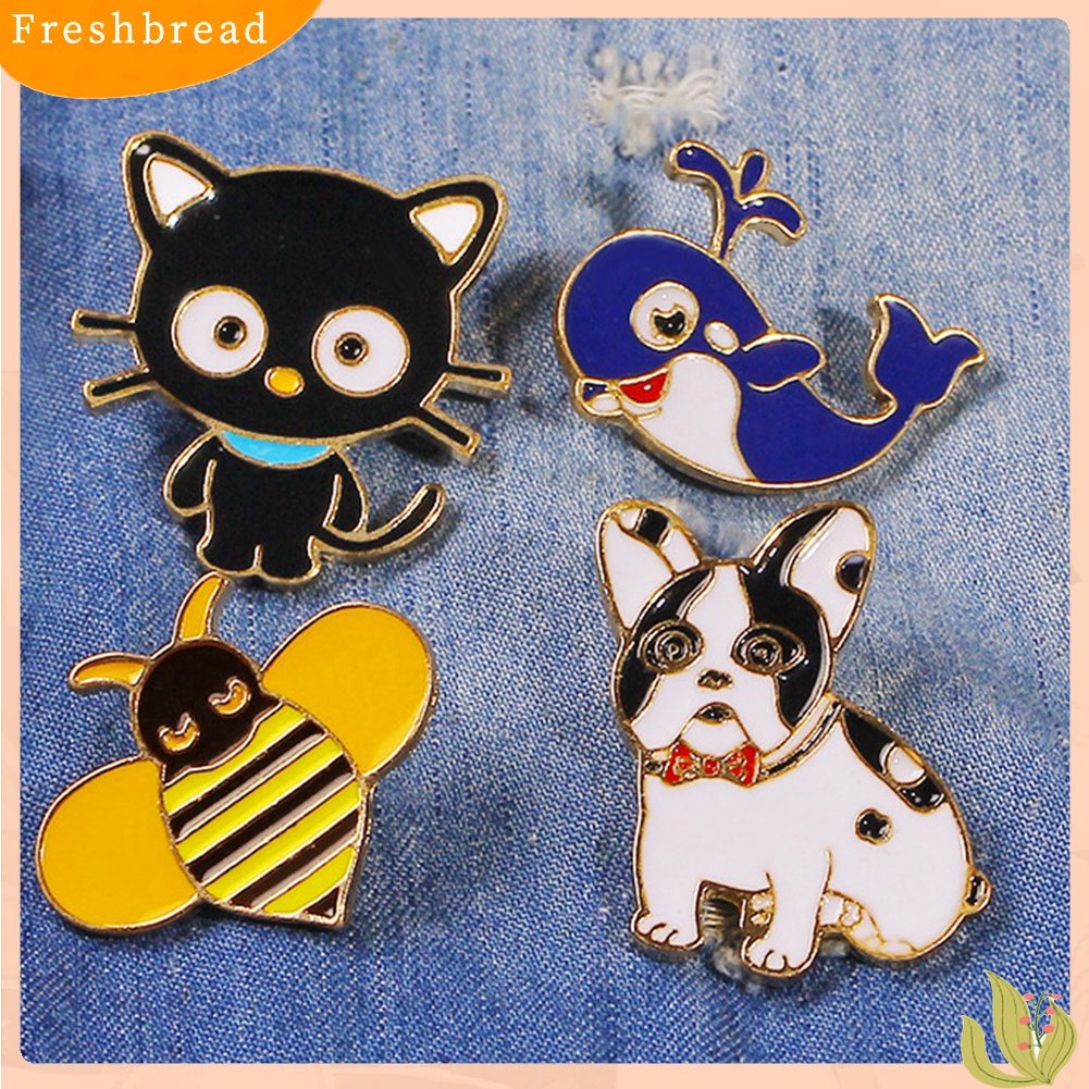 ?Fresh??Bros Pin Enamel Bentuk Kartun Binatang / Anjing / Ikan Paus / Kucing Lucu untuk Wanita