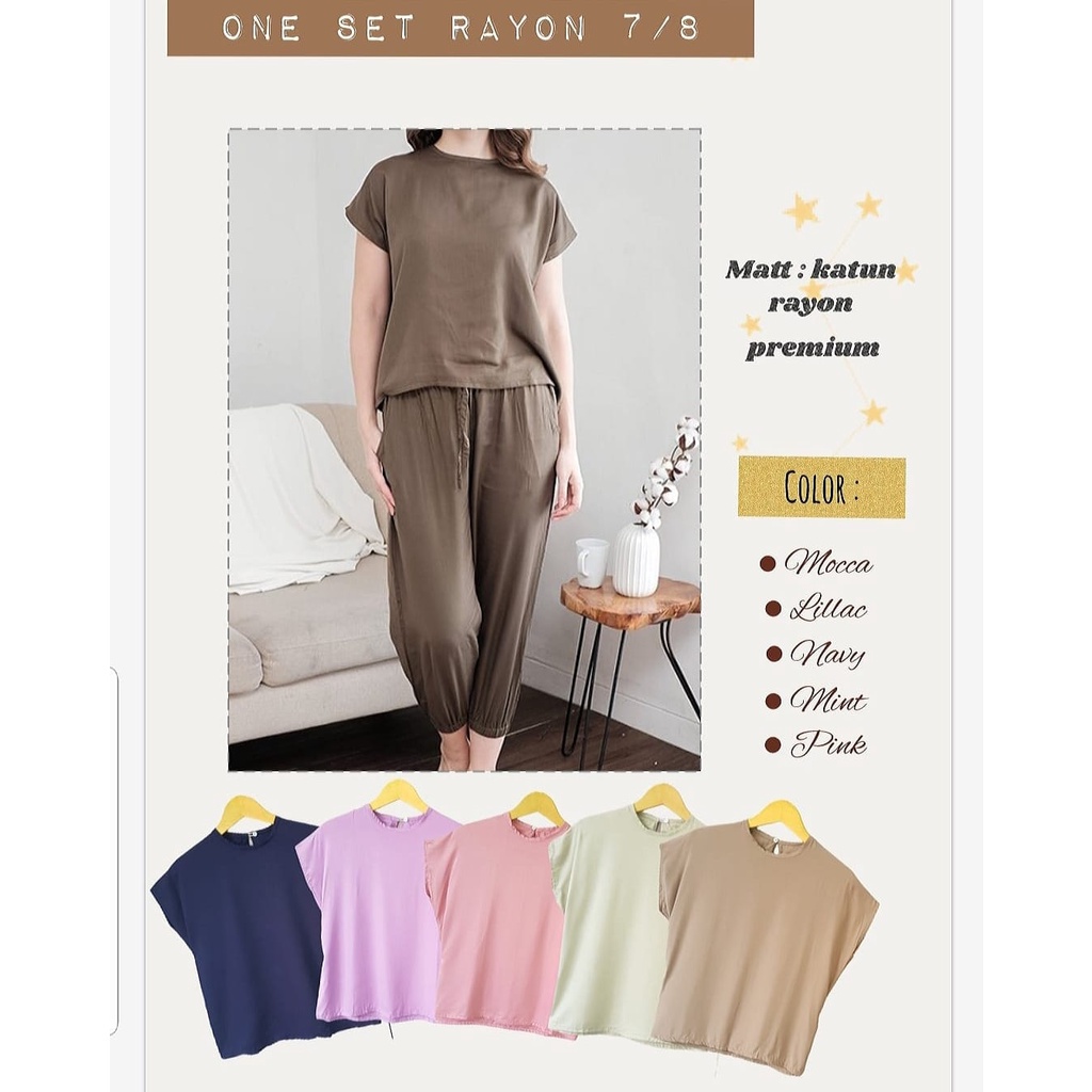 SETELAN KATUN RAYON WANITA IMPOR CELANA 7/8
