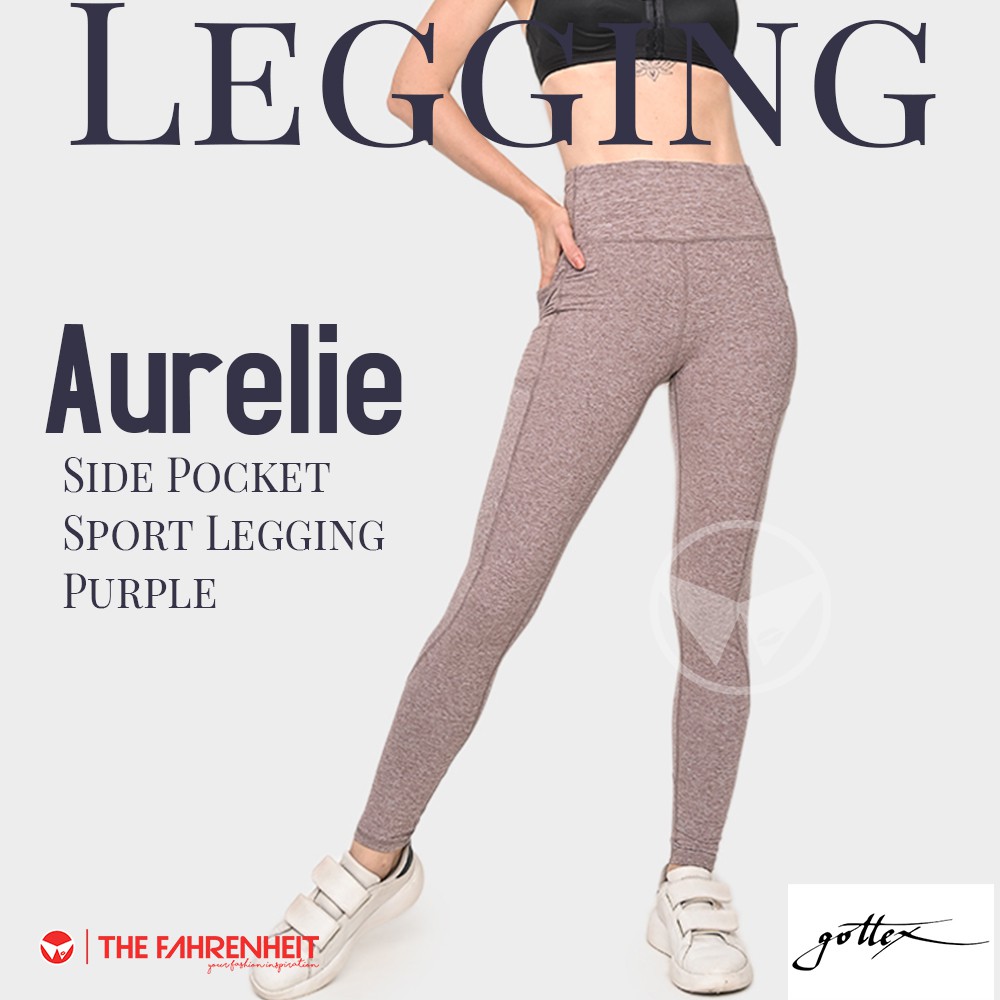 The-Fahrenheit Aurelie Gottex Side Pocket Sport Legging - Purple