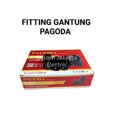 Fitting Gantung Hitam pagoda Rumah Lampu Gantung E27 Hitam P-212