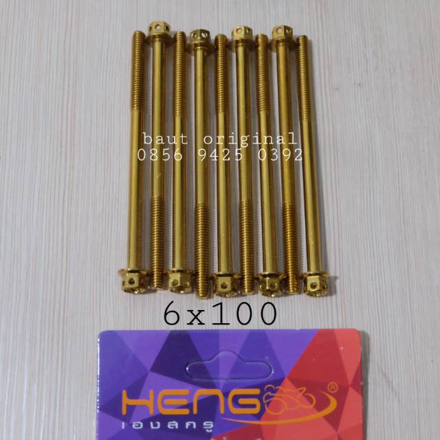 baut probolt flower gold 6x100 drat 10 panjang 10 cm original heng thailand