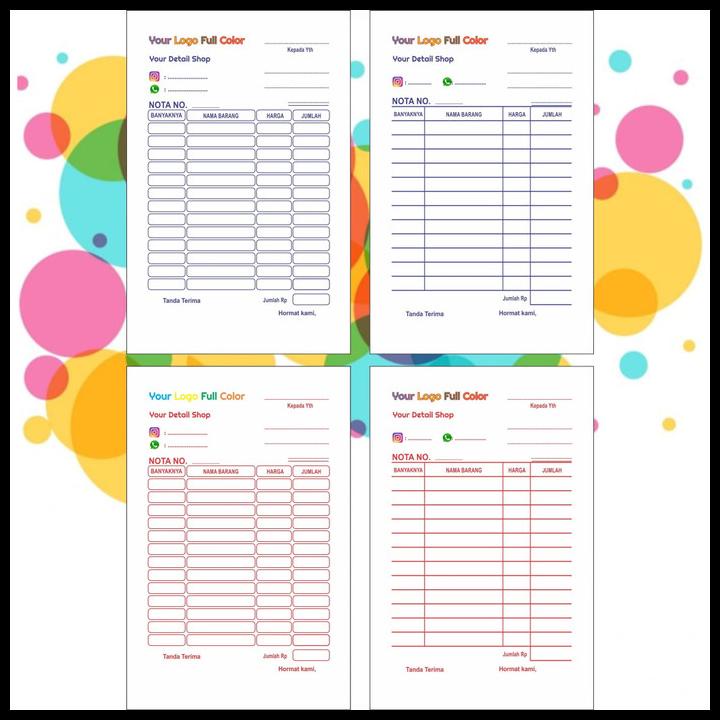 

COD CETAK NOTA BON 2 RANGKAP/PLY WARNA FULL COLOR COD