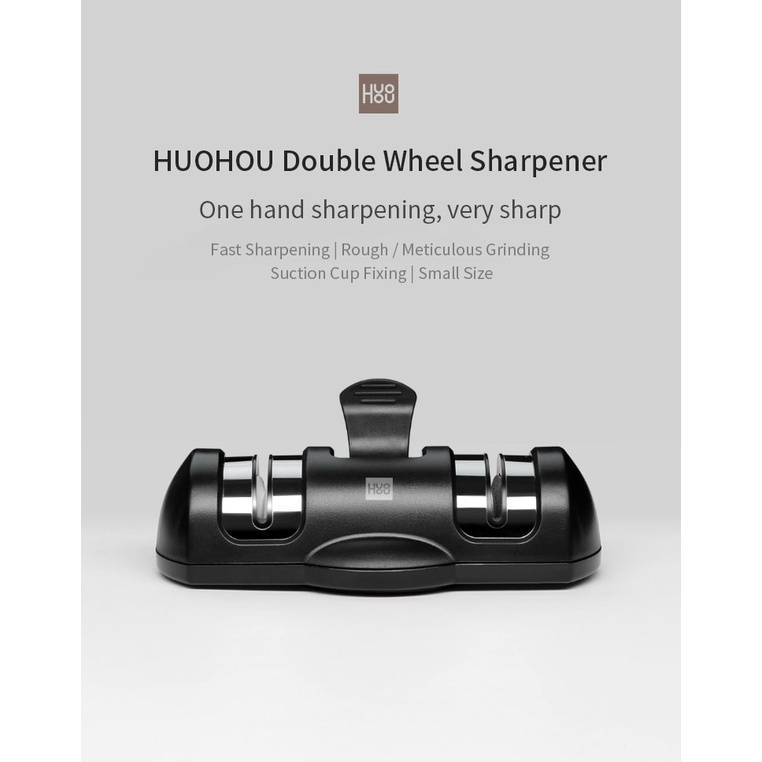 HUOHOU Alat Pengasah Pisau dengan 2 Slot Batu Asah - Manual Knife Sharpener 2 Slot - HU0045