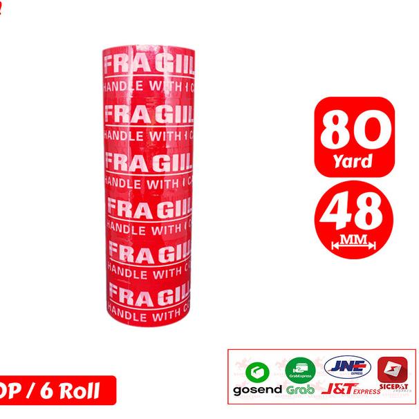 

✻ Lakban Fragile Merah KSATRIA Tape 80 Yard (1 Slop) ♛