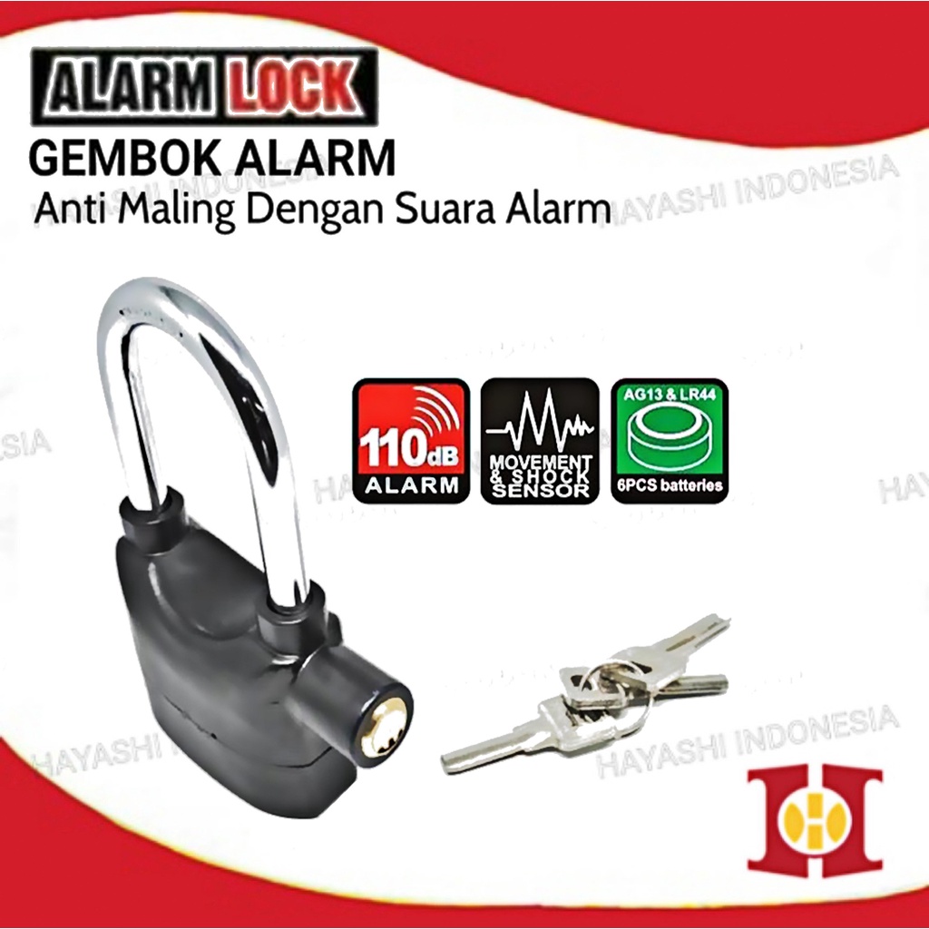 Gembok Alarm Anti Maling Alarm lock Kunci Gembok Alarm