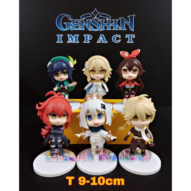 Figure Genshin Impact Set 6 Aether Paimon Diluc Venti Amber Lumine