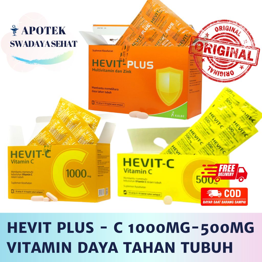 HEVIT PLUS - HEVIT-C 1000 MG - 500Mg STRIP - Vitamin C 1000Mg Daya Tahan Tubuh Hevit C