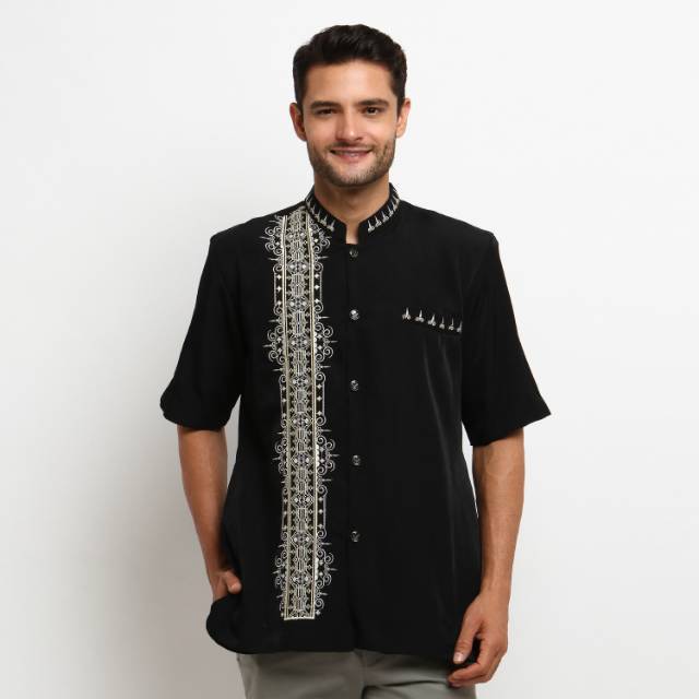 Baju Koko Jasko Jas Koko Muslim Pria Dewasa Lengan Pendek Hitam Special Bulan Puasa Ramadhan Terbaru