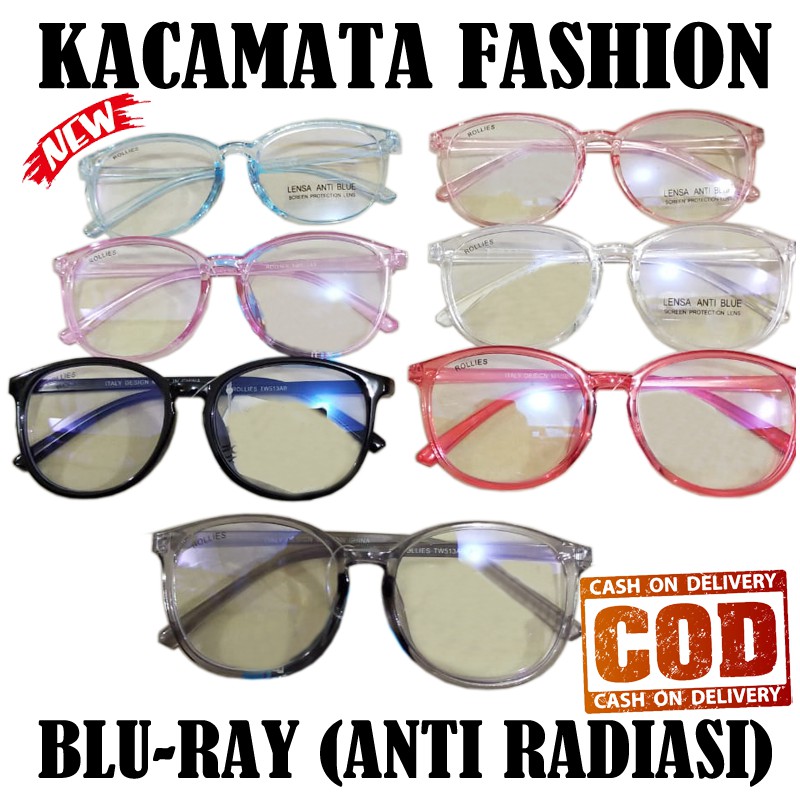 kacamata oval blueray pria wanita round frame antiradiasi multicolor kaca mata baca anti radiasi