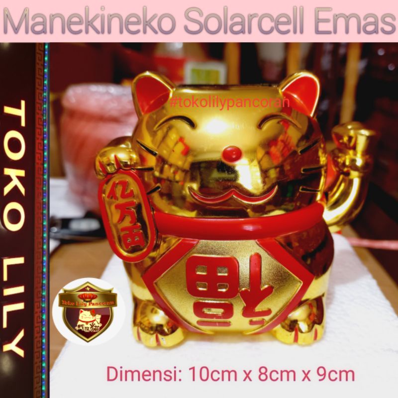 Manekineko Solarcell Emas / Kucing Hoki / Golden Lucky Cat / Kucing Rezeki