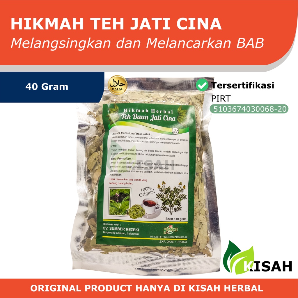 [PAKET LANGGANAN 5PCS] HIKMAH JATI CINA CURAH 40 GRAM - TEH PELANGSING DAUN SENNA / HERBAL PELUNTUR LEMAK