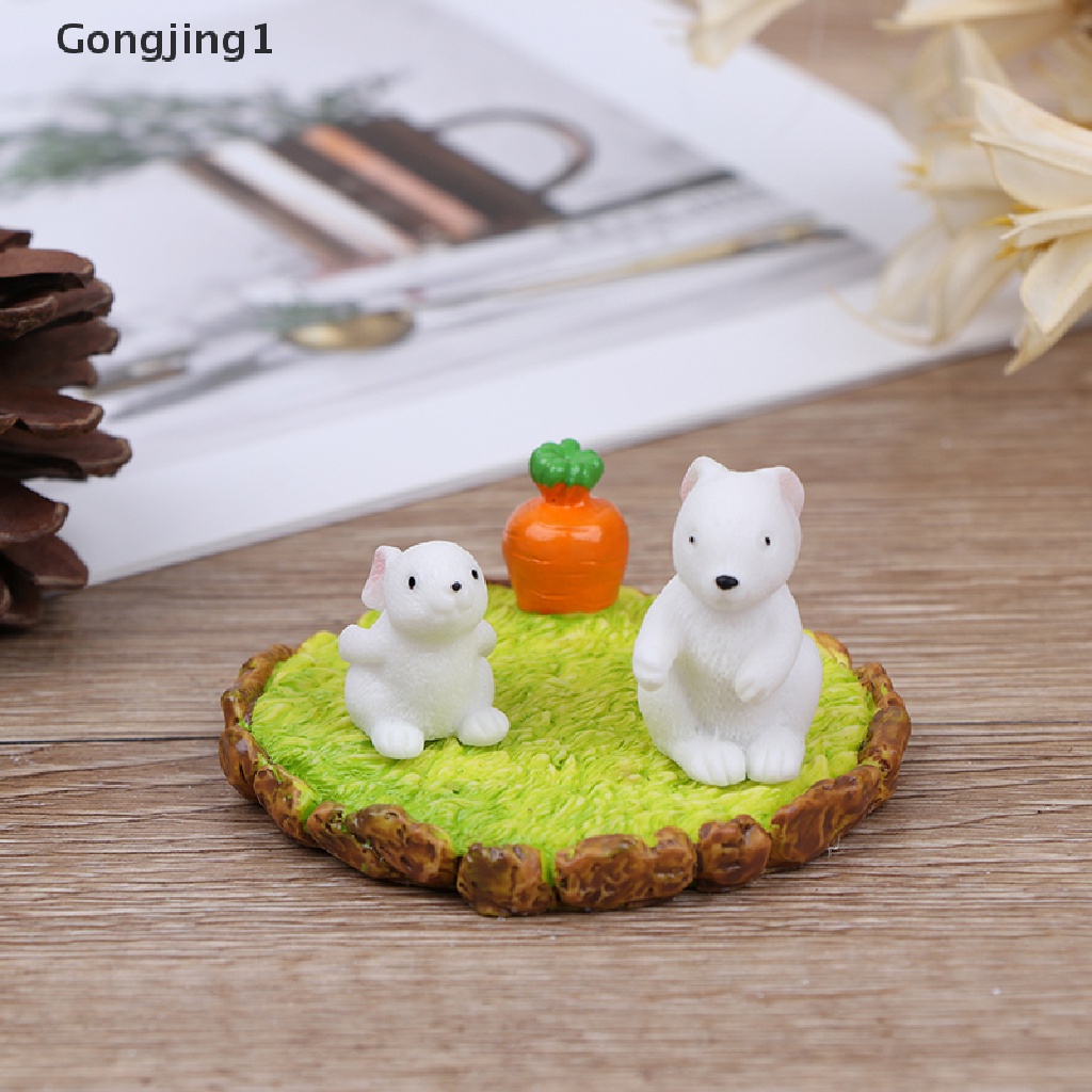 Gongjing1 / 3pcs / set Miniatur Kelinci / Angsa Dekorasi Lanskap Mikro / Taman