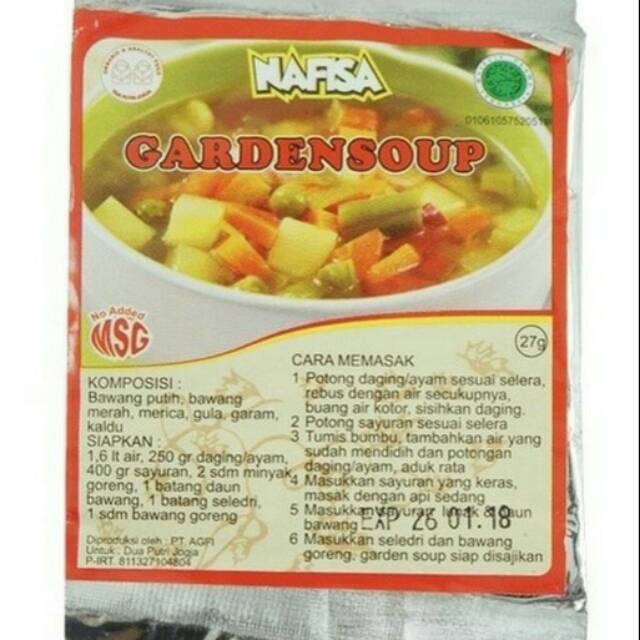 

NAFISA BUMBU GARDEN SOUP NON MSG DAN PENGAWET