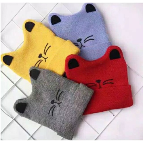 TOPI RAJUT BAYI MOTIF KUCING