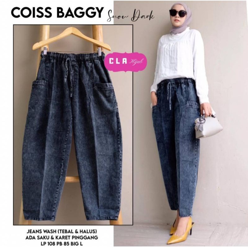 COISS Baggy Jeans / Celana Jeans Panjang Wanita Kekinian Hits Sakku Depan Zolla #7