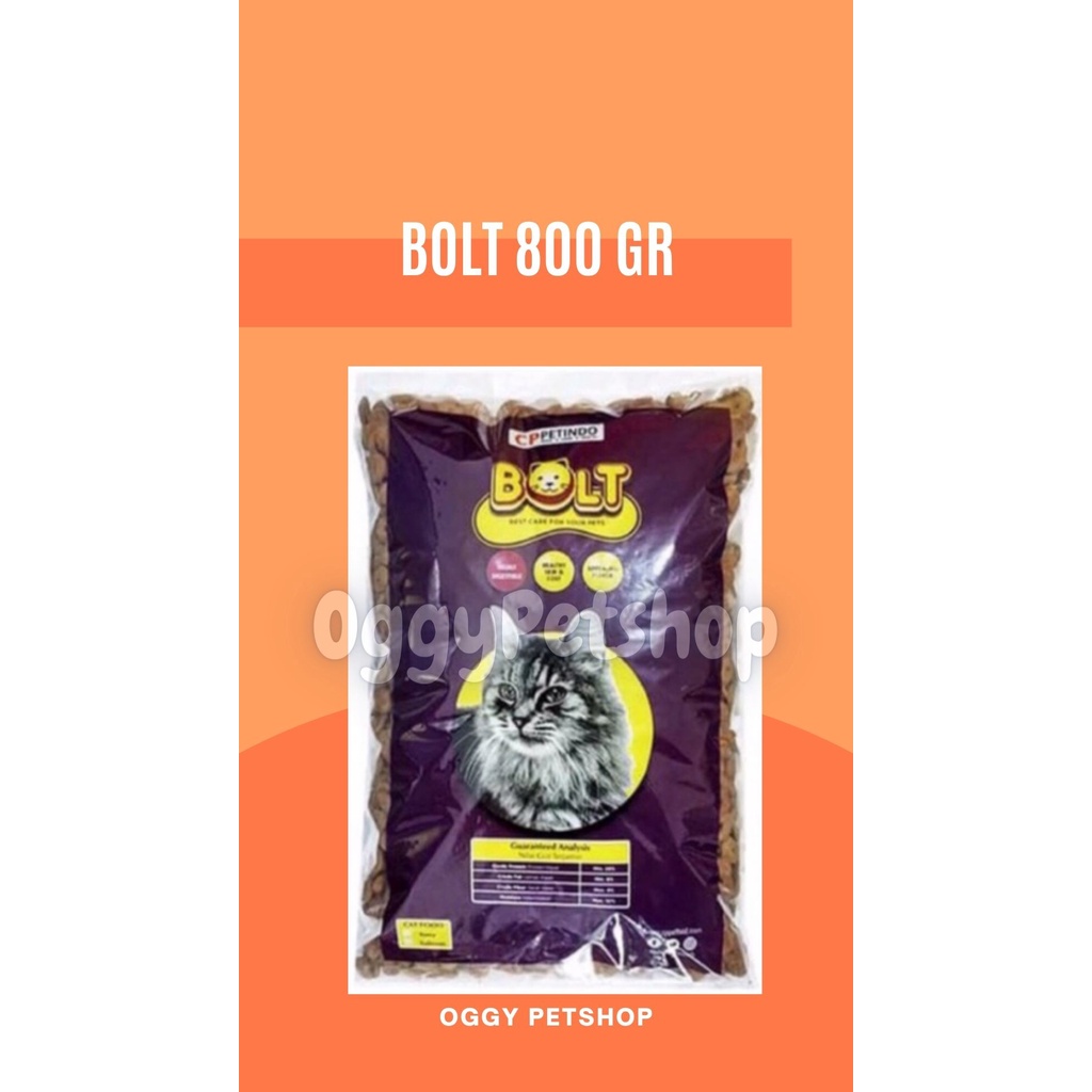 BOLT Adult Makanan Kucing Kibble Ikan/Kotak/Bulat Kemasan 800g