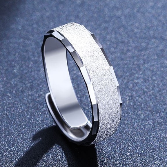 Cincin Bahan Sterling Silver 925 Frosted Untuk Pria