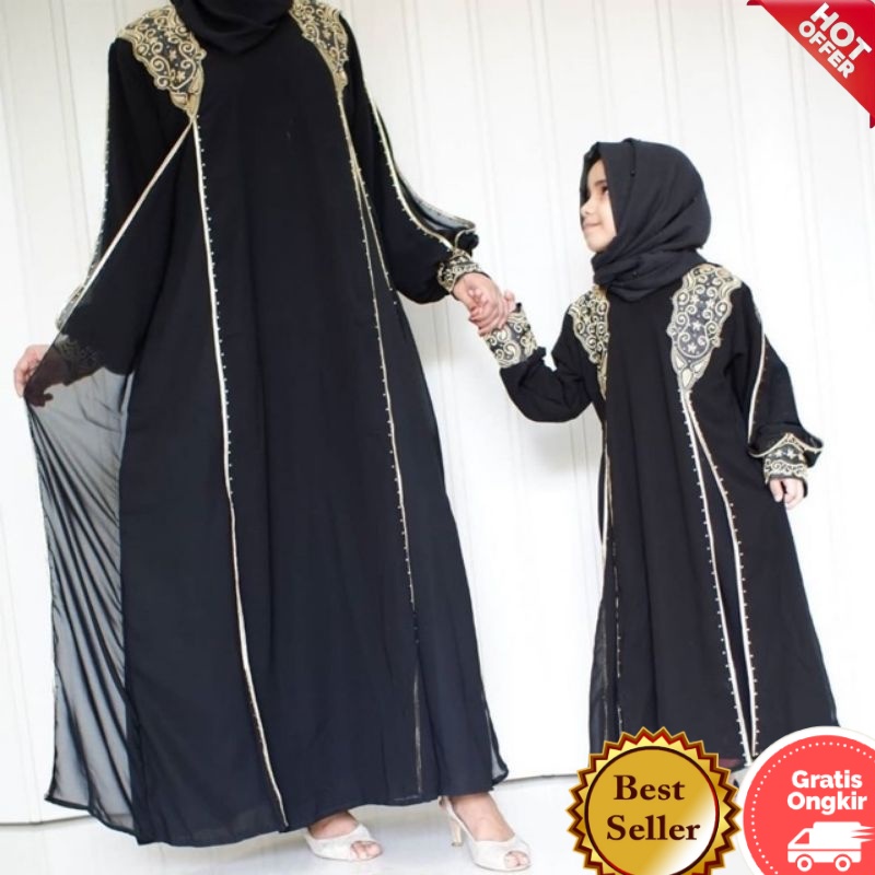 Abaya Basic Abaya Arab Saudi Hitam Abaya Dhubai Hitam Abaya Turki Hitam Motif Bordir Tarez Couple TE