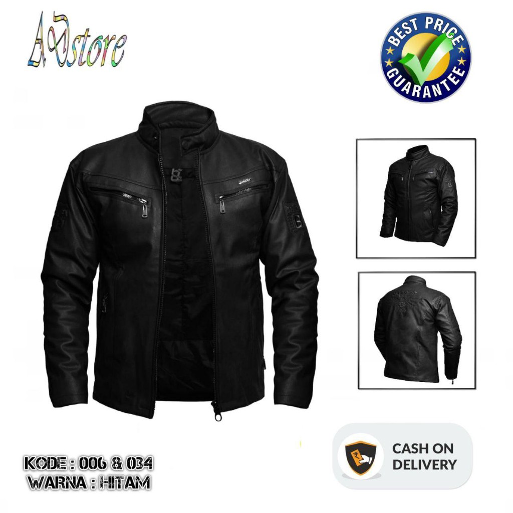 JAKET MOTOR TOURING BAHAN SEMI KULIT SINTETIS IMPORT PRIA BKR BANDUNG
