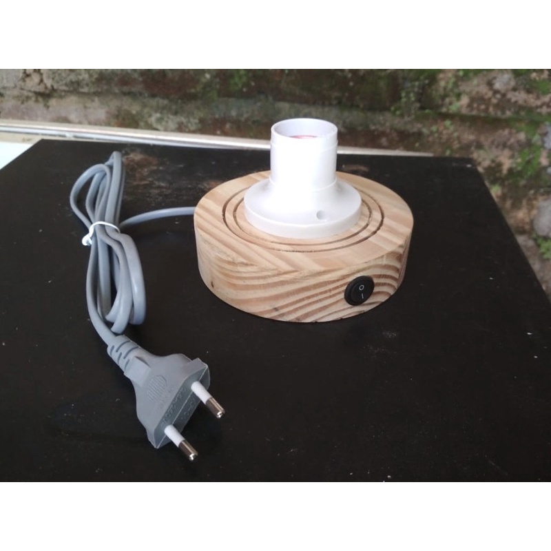 dudukan lampu pvc / tatakan lampu hias pvc kayu jati belanda 2 lubang