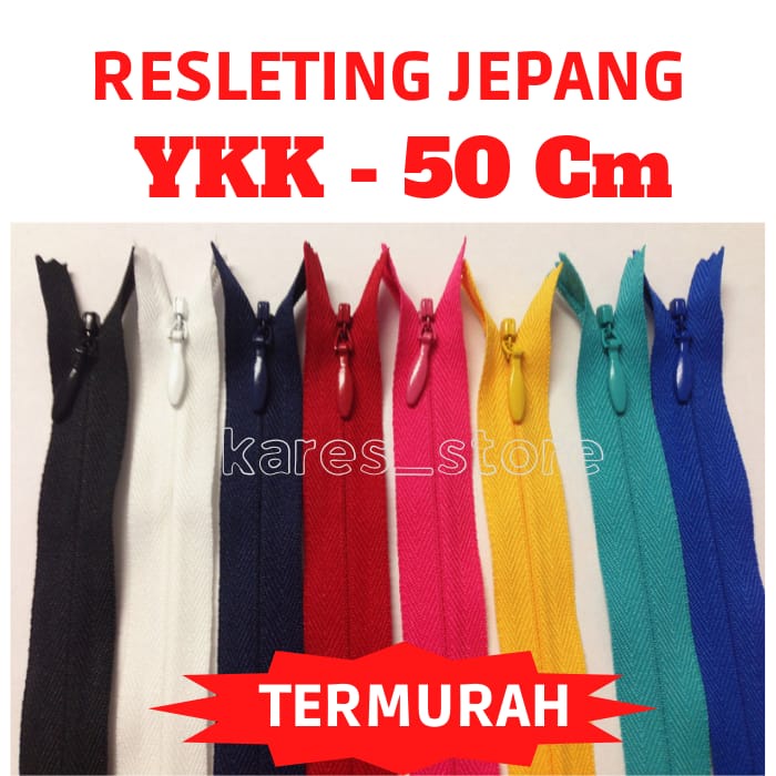 Resleting Seleting Retsleting Sleting Jepang Zipper YKK Ori 50 Cm Perlusin