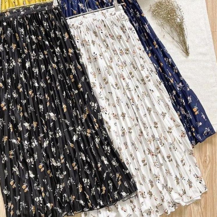 (VIRAL) ROK PLISKET MOTIF BUNGA BAHAN PREMIUM TERBARU