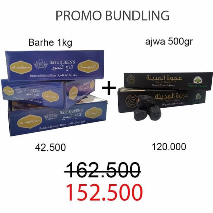 

Kurma Ajwa Paket Bundling B : Kurma Ajwa 500gr + Kurma Barhi 1kg