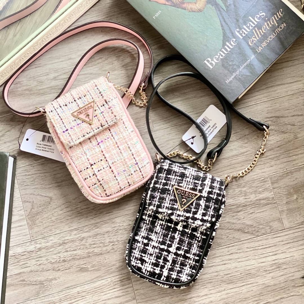 TAS WANITA - TAS GUESS RYAN CESSILY TWEED CROSSBODY BAG GS 552 - SLINGBAG - TAS HP