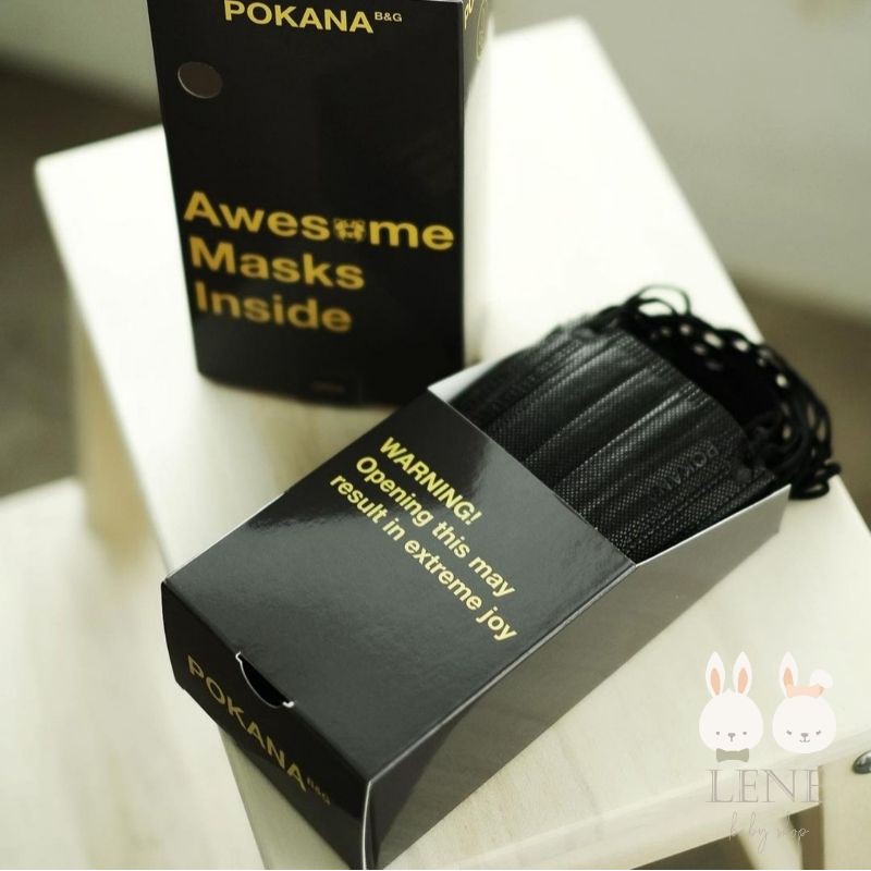 POKANA Black &amp; Grey 3-ply Earloop Surgical Face Mask