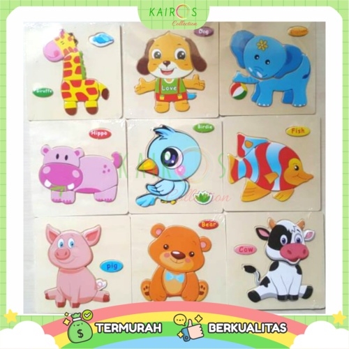 Puzzle Anak Kayu Belajar Animals Binatang