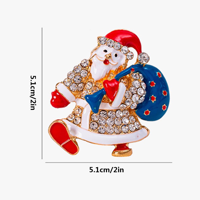 Bros Pin Desain Santa Claus Element Natal Aksen Berlian Imitasi Untuk Mantel Syal Kemeja