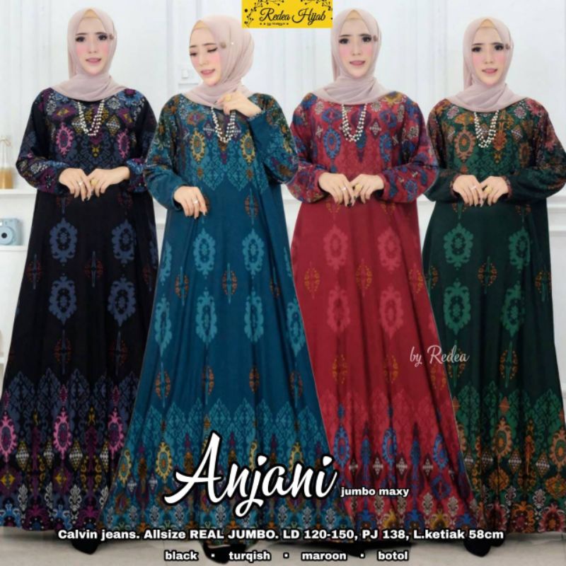 BUSANA KEREN ORI Gamis ld120-150 Calvin jeans gamis motif batik damar sultan BAJU IBU IBU JUMBO