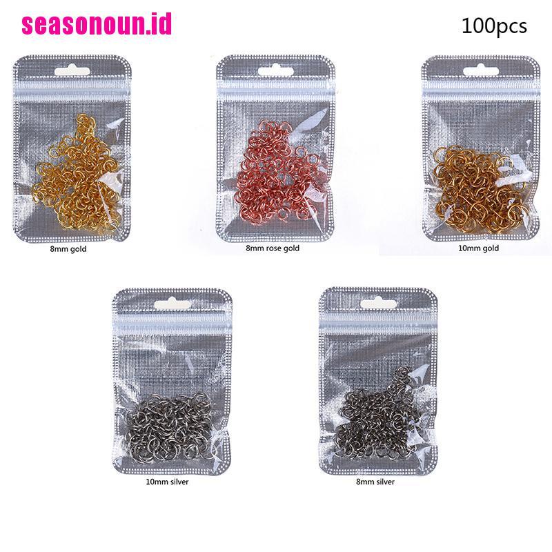 100 Pcs Cincin Model Terbuka Bahan Stainless Steel Ukuran 8 / 10mm