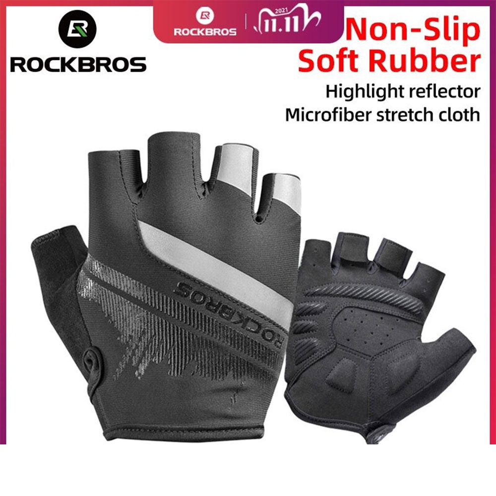 Rockbros Sarung Tangan Sepeda Half Finger Shock Absorber Size L - S247