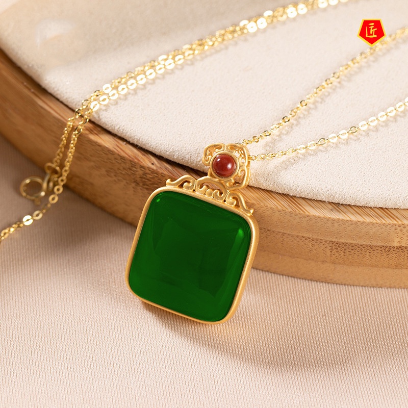 [Ready Stock]Hotian Jade Pendant Vintage Upscale Elegant Women's Necklace