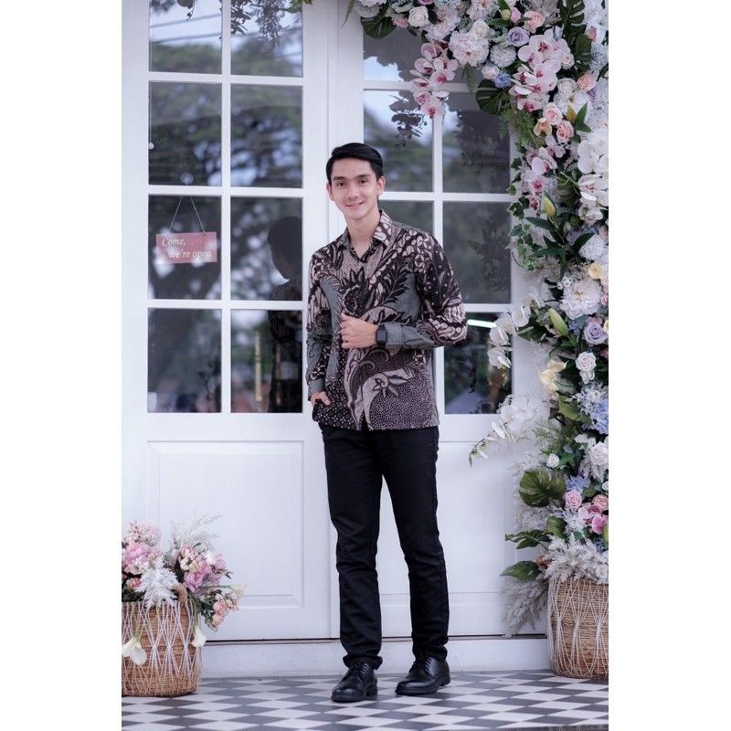 Batik Brokat Couple Kebaya Modern Kebaya Tunangan Kebaya Lamaran Kebaya Wisuda Kebaya Kondangan-Kemejanya grey