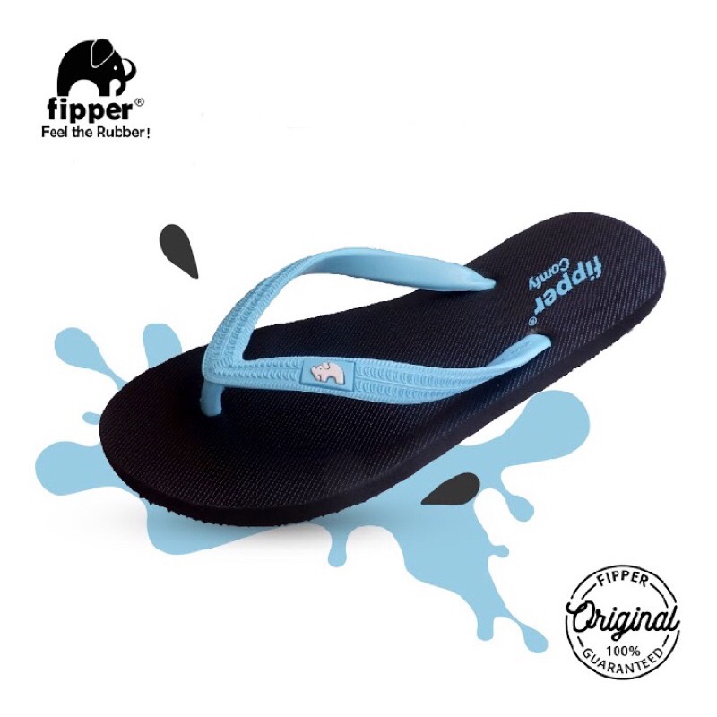 FIPPER COMFY BLACK / BLUE SKY - sandal japit pria