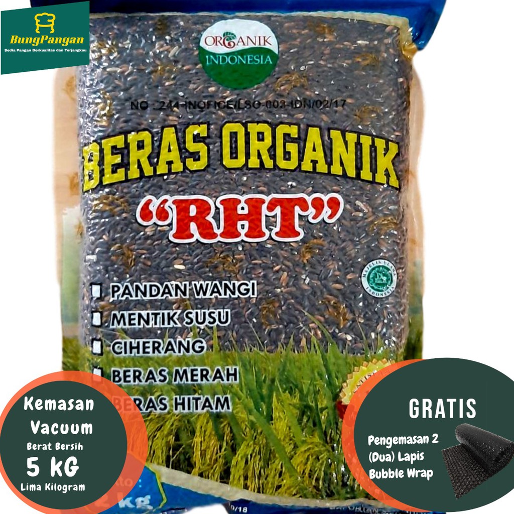 

5Kg Beras Hitam Organik Premium RHT Bersertifikat (utk Diet, Diabet )