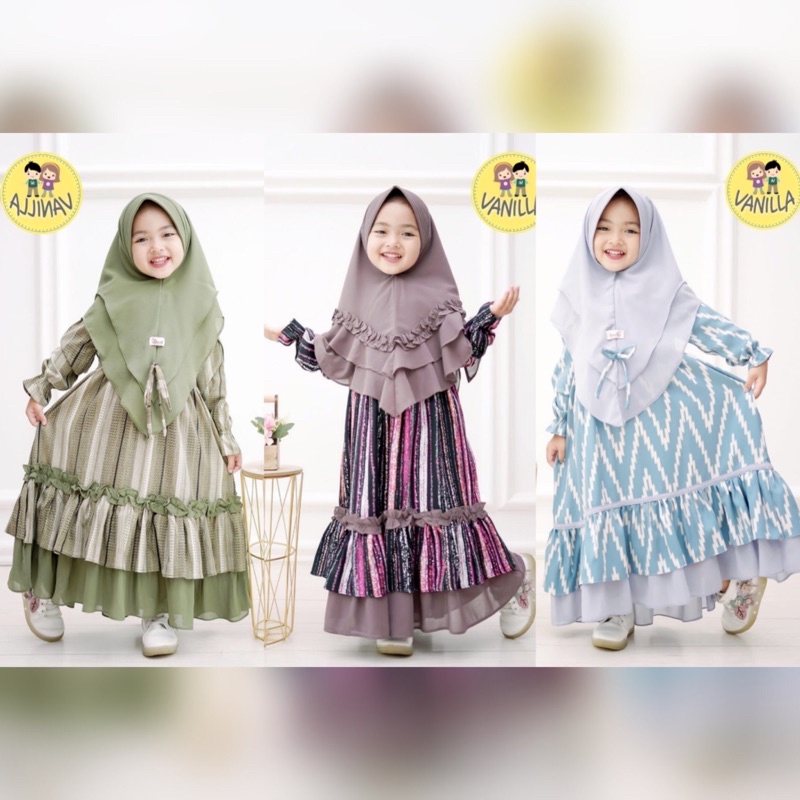 GAMIS CANDY PRINCESA VALEY MAXI DRESS ANAK KIDS KATUN COTTON RAYON VISCOSE  MOTIF GARIS SALUR ZIGZAG