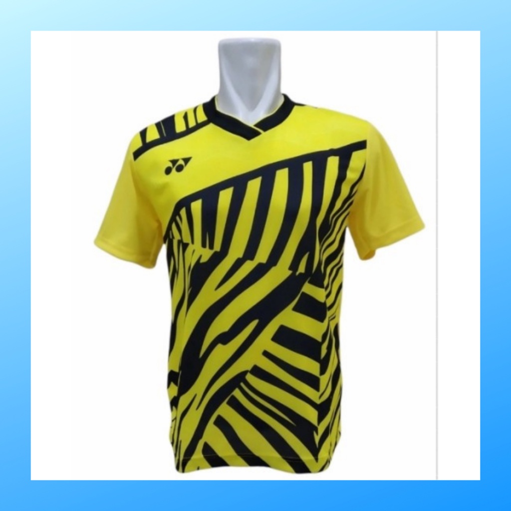 Kaos badminton pria jersey bulutangkis baju atasan jersy wanita dewasa t-shirt outfit seragam kostum olahraga casual suit pakaian jarsey oblong apparel sports jersi bulu tangkis Y168 kuning polos