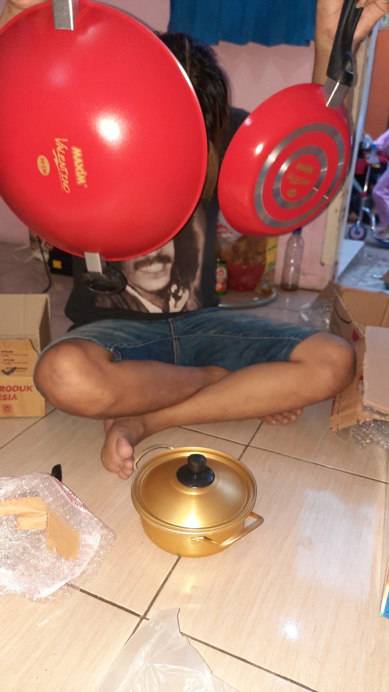 Maxim Valentino Set Wajan Teflon Spatula Sponge Murah Berkualitas