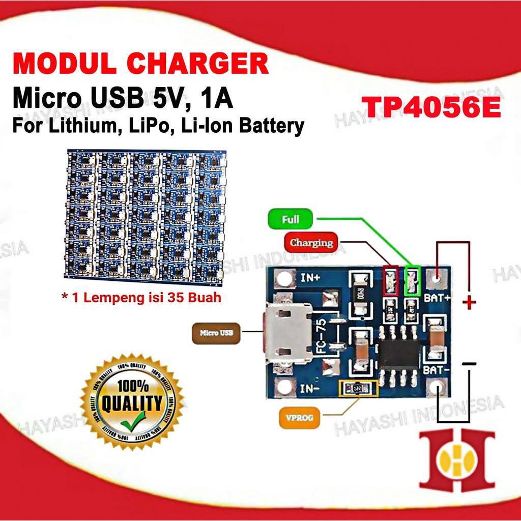 Modul TP4056E Micro USB Charger 18650 Baterai Lithium 5V 1A-5pcs