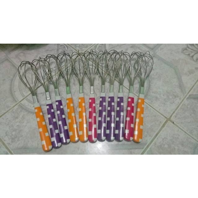 Pengocok telur motif kotak polka warna better beater manual kue murah