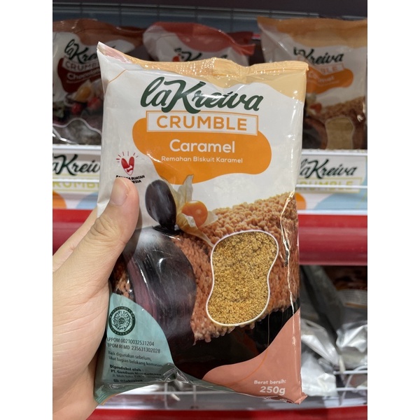 

La Kreiva Crumble Caramel Remahan Biskuit Karamel Kemasan 250g crumb